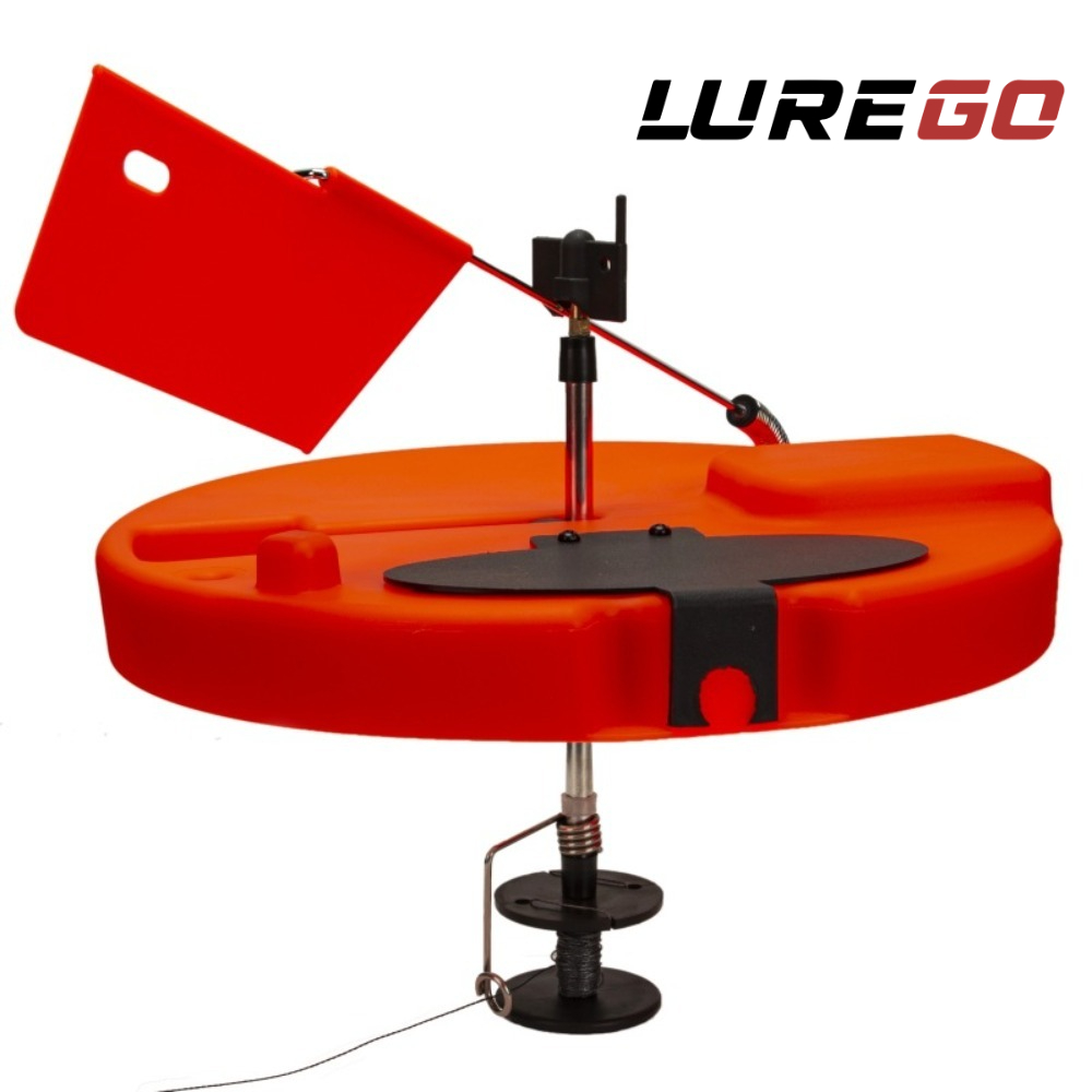 Ice Fishing Tip Up - อุปกรณ์ตกปลาน้ำแข็งแบบออลอินวัน 1 ชิ้น | ธงลอยน้ำป้องกันการแข็งตัวสีส้ม-แดง |